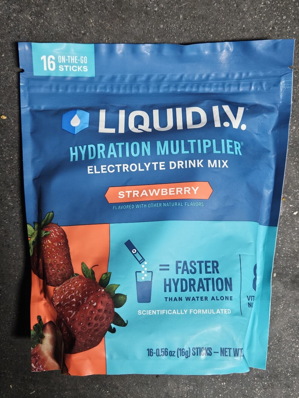 Liquid I.V. Hydration Multiplier Electrolyte Drink Mix Strawberry 16 Sticks Pack